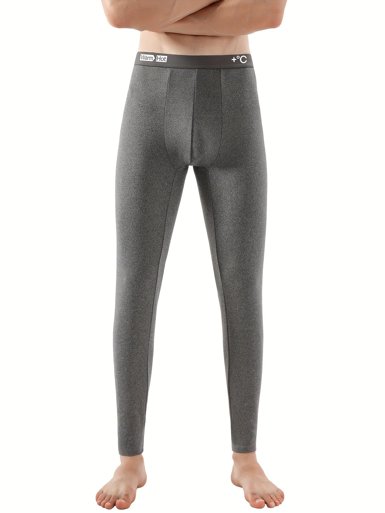 Men's Winter Fleece-Lined Thermal Pants - Slim Fit, Stretchy &amp; Warm Base Layer for Autumn/Winter