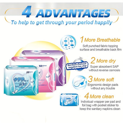 Ultra-thin wing pads 5 packs, women's comfortable and soft menstrual pads, anti-side leakage and fragrant-free menstrual care pads, women's independent packaging with wings menstrual pads