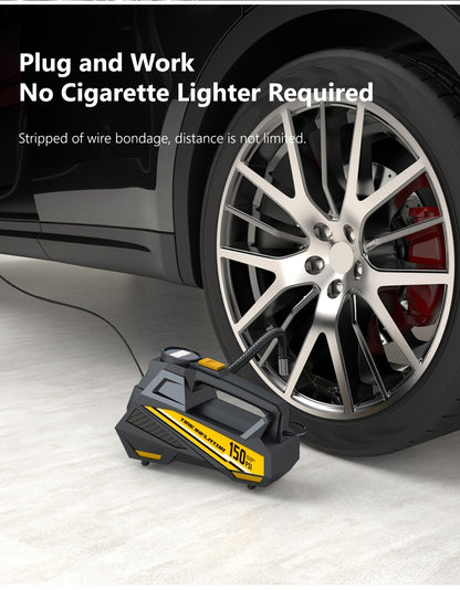 Carsun Digital Tire Inflator - Portable Car Air Pump Compressor with LED Light, for Smart Chip Upgrade, 22-Cylinder Movement & Wired Power Supply for Automobiles, Motorcycles, Bicycles - 12V DC, 150 PSI, Car Plug Operation, N