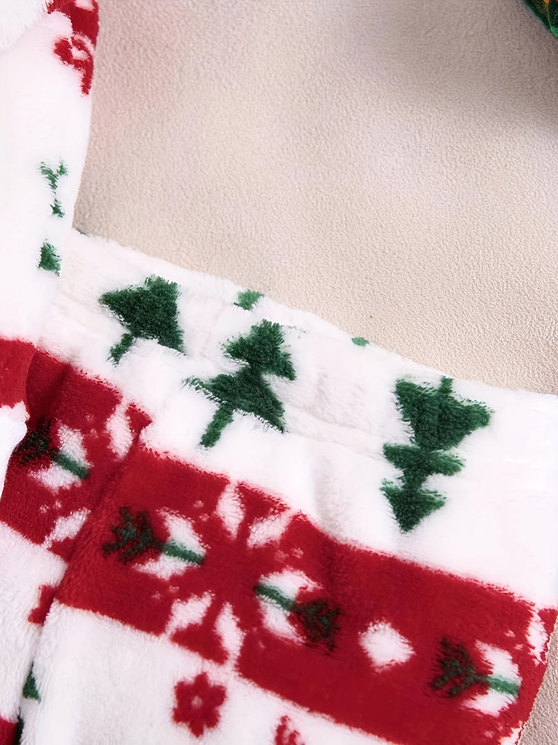 Traje de franela de otoño e invierno con estampado de dibujos animados de Navidad para niña, ropa interior cálida de dos piezas para niña