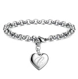 925 Pulseiras de Prata Esterlina com Coração Nobre para Mulheres, 26 Letras Corrente, Marca Designer de Moda, Festa de Casamento, Joias, Novo