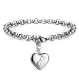 925 Pulseiras de Prata Esterlina com Coração Nobre para Mulheres, 26 Letras Corrente, Marca Designer de Moda, Festa de Casamento, Joias, Novo