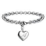 925 Pulseiras de Prata Esterlina com Coração Nobre para Mulheres, 26 Letras Corrente, Marca Designer de Moda, Festa de Casamento, Joias, Novo