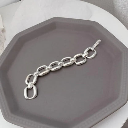 Pulseras de plata de ley 925 para mujer, estilo hip hop, vintage, cadena gruesa, diseño geométrico hueco creativo, joyería de fiesta. 