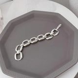 Pulseras de plata de ley 925 para mujer, estilo hip hop, vintage, cadena gruesa, diseño geométrico hueco creativo, joyería de fiesta. 