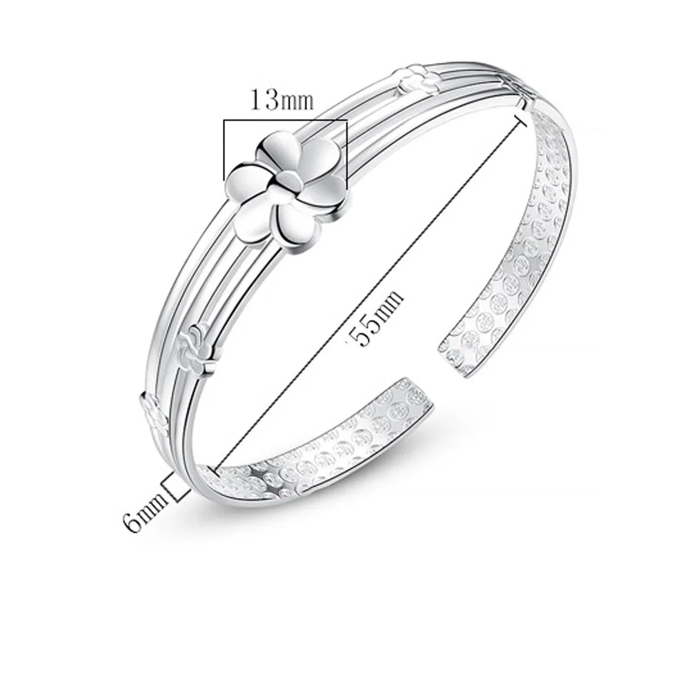 925 Sterling Silver Open Bangle for Women, Luxury Hand Bracelets, Jewelry &amp; Jewellery 