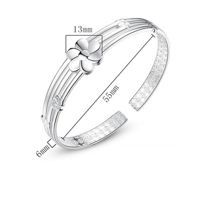 Brazalete abierto de plata de ley 925 para mujer, pulseras de lujo, joyas y bisutería. 