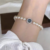 925 Sterling Silver Pearl Bracelet for Women, French Bracelets, Blue Crystal, Wedding Party Jewelry, Luxury Designer, Fashion 