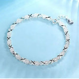 Pulsera de cadena ajustable de plata de ley 925 para mujer, forma XO, diseño coreano, lujo, ideal para fiestas y bodas. 