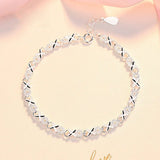 Pulsera de cadena ajustable de plata de ley 925 para mujer, forma XO, diseño coreano, lujo, ideal para fiestas y bodas. 