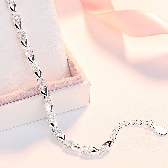 Pulsera de cadena ajustable de plata de ley 925 para mujer, forma XO, diseño coreano, lujo, ideal para fiestas y bodas. 
