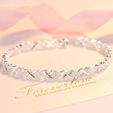 Pulsera de cadena ajustable de plata de ley 925 para mujer, forma XO, diseño coreano, lujo, ideal para fiestas y bodas. 