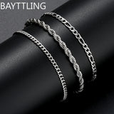 925 Sterling Silver Punk Figaro Bracelet Chain para Homens e Mulheres, Hip Hop Party Jewelry, Presentes de Moda, Atacado, Novo, 8"