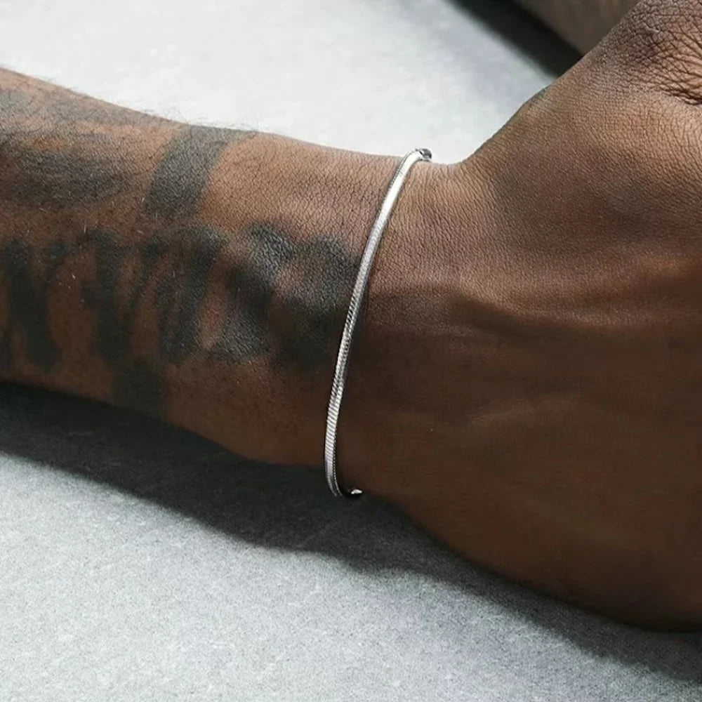 Pulsera de cadena de serpiente de plata de ley 925 para hombre y mujer, pulsera sencilla de hip hop, abalorio de moda, joyería de fiesta punk, venta al por mayor, 3 mm 