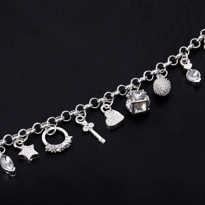 925 prata esterlina moda 13 pçs pingente corrente charme pulseira para mulheres para meninas adolescentes senhora presente feminino jóias finas