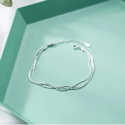 925 pulseira de prata esterlina para mulheres, braceletes simples, joias coreanas, moda quente