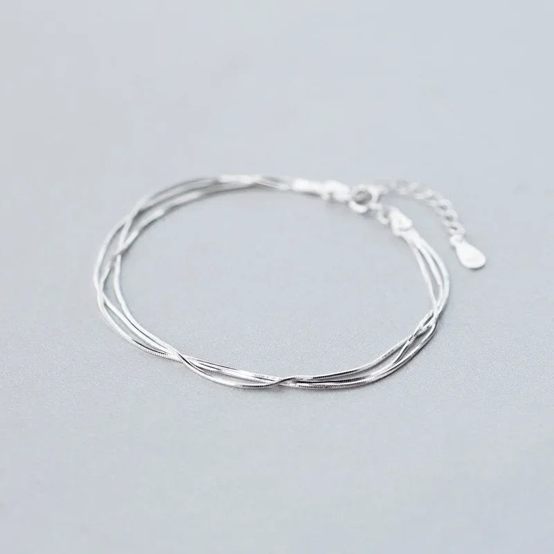 925 Sterling Silver Bracelet For Women Simple Bracelets Korean Jewelry Hot Fashion 