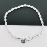 925 Sterling Silver Chain Bracelets for Men Women Braided Rope Male Fashion Jewelry High Quality New 4mm 