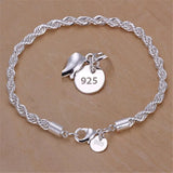925 Sterling Silver Chain Bracelets for Men Women Braided Rope Male Fashion Jewelry High Quality New 4mm 