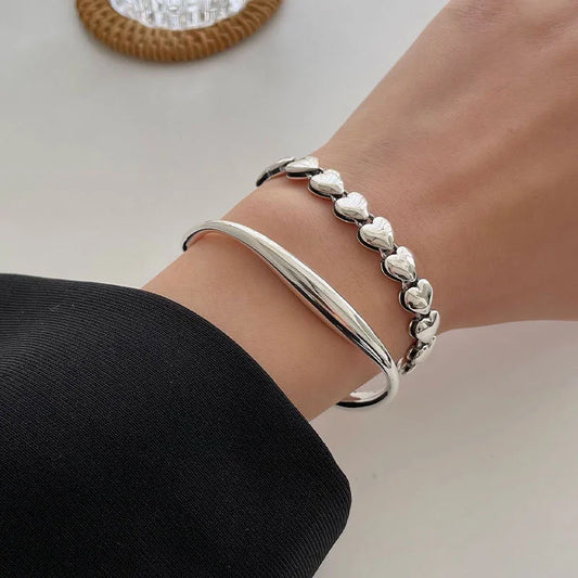 925 pulseiras de prata esterlina para homens e mulheres, acessórios de cordas vintage, simples coração pingente, presente da jóia do partido, tendência