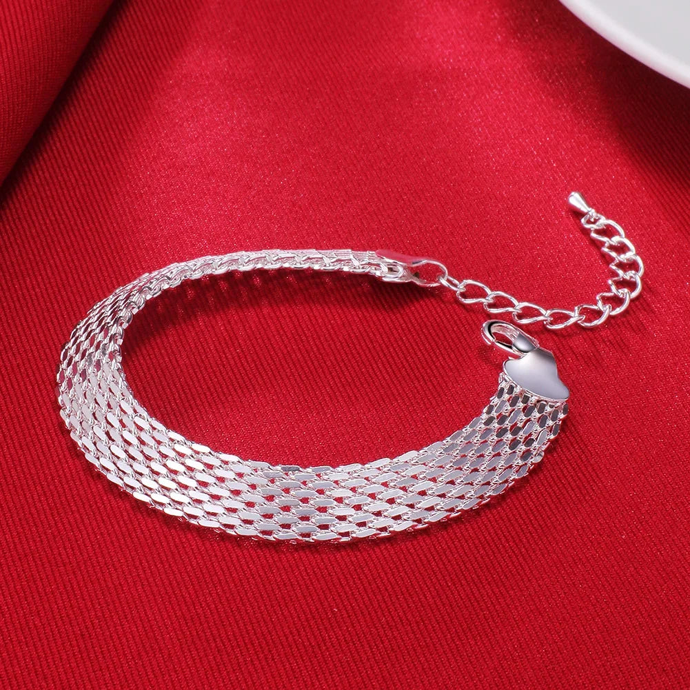 925 pulseiras de prata esterlina para mulheres, moda requintada, corrente de tecelagem, festa de casamento, presentes de natal, joalheria nova, quente