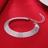 925 pulseiras de prata esterlina para mulheres, moda requintada, corrente de tecelagem, festa de casamento, presentes de natal, joalheria nova, quente