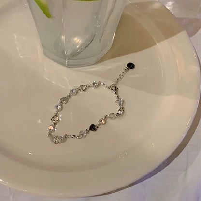 925 pulseiras de zircão de prata esterlina para mulheres, meninas doces, charme espumante, corrente delicada, presente jóias, moda