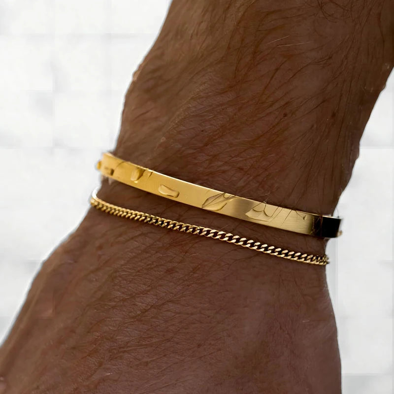 925 pulseiras empilháveis de prata esterlina para homens, conjuntos de pulseiras banhadas a ouro 14k, bracelete de punho elegante, pulseiras cubanas