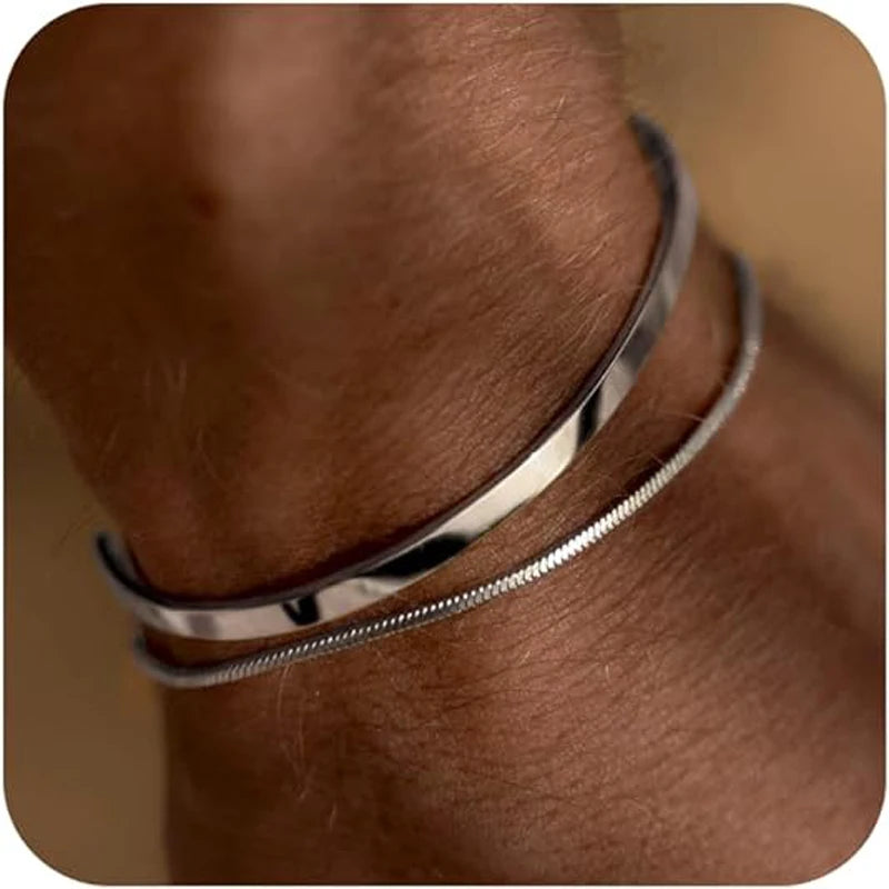 925 pulseiras empilháveis de prata esterlina para homens, conjuntos de pulseiras banhadas a ouro 14k, bracelete de punho elegante, pulseiras cubanas