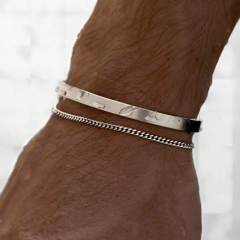 925 pulseiras empilháveis de prata esterlina para homens, conjuntos de pulseiras banhadas a ouro 14k, bracelete de punho elegante, pulseiras cubanas