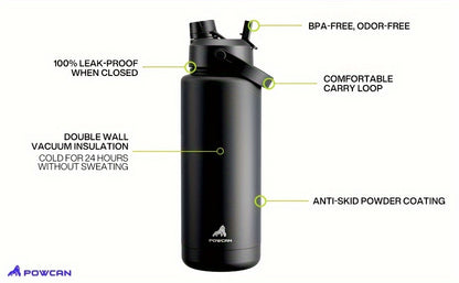 40oz Insulated Water Bottle With 2-in-1 Straw And Spout Lid, Keep Cold 24H, Leak-Proof, BPA-Free, Double Wall Stainless Steel Water Bottle For Sports, Gym, Travel, Office And School Eid Al-Adha Mubarak