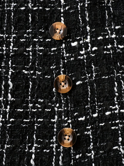 Conjunto de 2 piezas: top de manga larga con volantes y falda de punto de tweed - Ropa de primavera/otoño, atuendo para niñas al aire libre, regalo