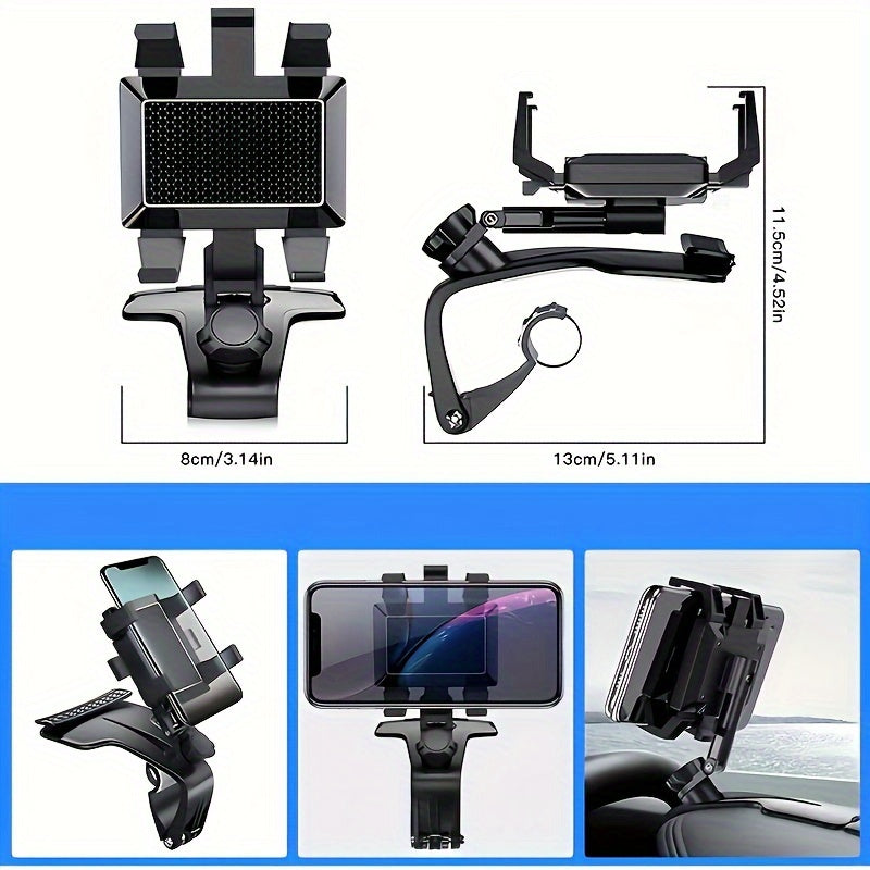 Creative Car Mobile Phone Holder that can rotate 360 degrees, car dashboard navigation mobile phone holder with parking number plate