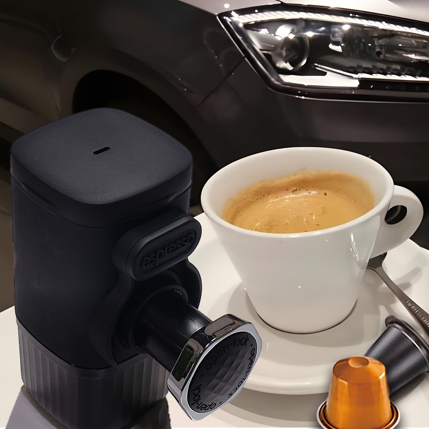A Portable Coffee Maker with Rich Cream, a Two-In-One Machine for Capsules And Coffee Grounds, Requires No Electricity, Is Compact And Lightweight, Perfect for Travel, Cars, Desks, And Home Use, Making It a Practical Holiday