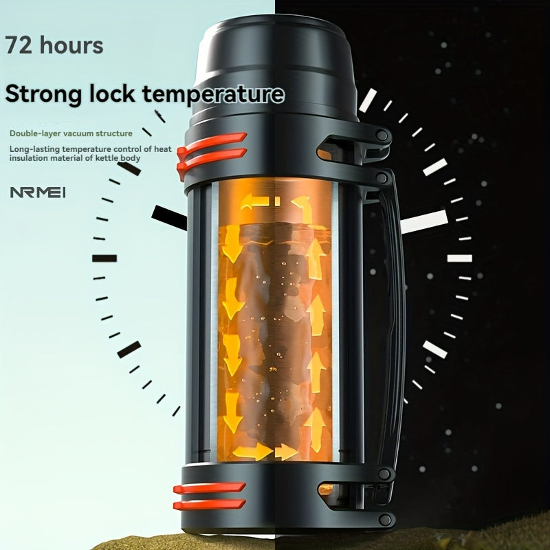 NRMEI Large Stainless Steel Insulated Water Bottle - 1L/2L/3L Capacity, Portable & Durable for Outdoor Activities, Travel, and Construction Sites