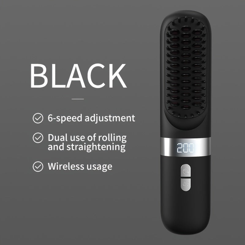 Portable Cordless Hair Straightener Brush for Women - Fast Heating, USB Rechargeable, Compact Travel Size