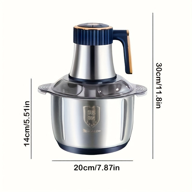 Procesador de alimentos de acero inoxidable de 5 l con sistema de 6 cuchillas: picadora de carne y verduras rápida, 5 velocidades, ideal para cebollas, ajo, ensaladas y comida para niños. Imprescindible en la cocina.