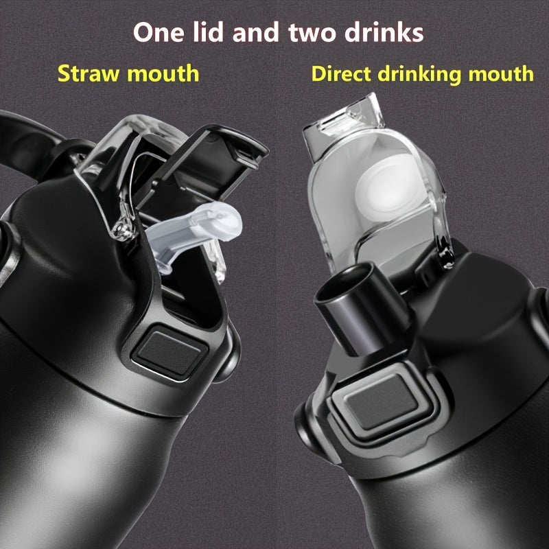1pc Large Vacuum Flask, 304 Stainless Steel Insulated Sports Water Bottles, Travel Thermal Cups, For Hot And Cold Beverages, Summer Winter Drinkware, Gifts