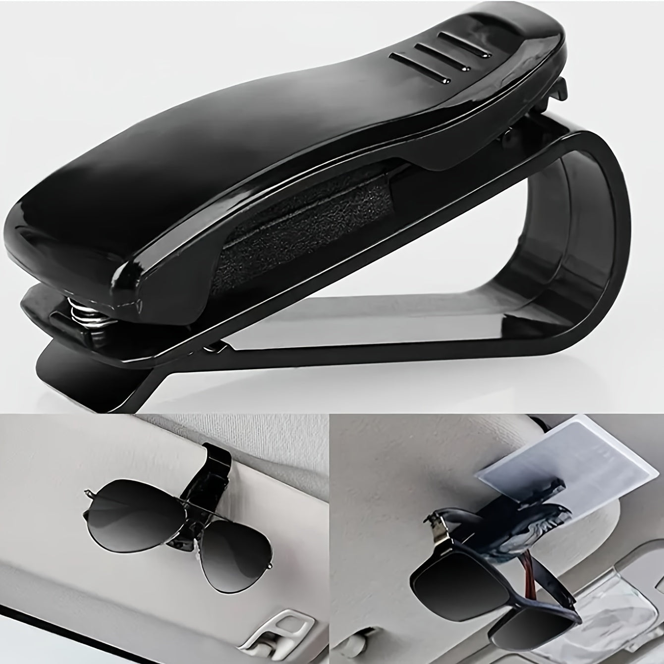 1pc Multi-Functional Car Sun Visor Fashion Glasses Holder with Ticket and ID Card Slot - Durable ABS Material, Fit for Most Vehicles