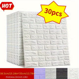 30pcs 3D Brick Wall Stickers, DIY Square Wall Decals, Easy Peel Stick Cleanable Cuttable, For Kitchen Living Room Bathroom Hallway, Plastic Ceiling Tiles Stickers, To Avoid Overall Damage During Transportation, Please Do Not