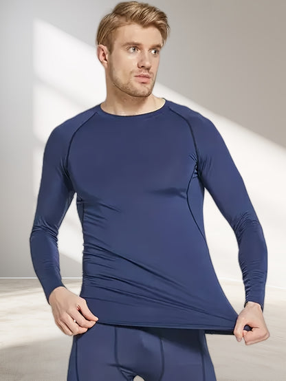 3pcs Men's Athletic Compression Long Sleeve Tops - Quick Dry, Moisture-Wicking & Breathable, High Stretch for Running, Yoga & Outdoor Activities, Casual, Sweat-wicking, Movement Style, Going Out Occasion, Leisure Outing Occas