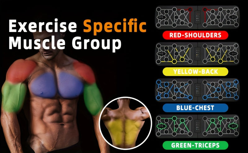 11pcs/set Push Up Board, Portable Foldable With Resistance Band, Home Gym Push Up Bar, Floor Push Up Handle, Professional Strength Training Equipment For Men And Women