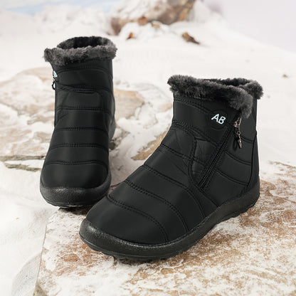 Nuevas botas de nieve cálidas de invierno para mujer, botas cálidas impermeables con cremallera lateral para mujer, botas de nieve para mujer