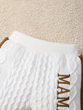 2pcs, Mama's Boy Pattern Textured Bodysuit And Pants For Baby Boys