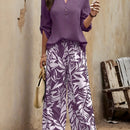 Spring-Summer Fashion Design Elegant Pullover Long Sleeve Top + Pants Set