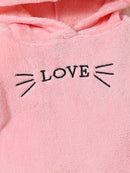 2-piece Baby's LOVE Embroidery Warm Fuzzy Hoodie + Cute Bear Bag + Casual Pants, Toddler &amp; Infant Girl's Outdoor Clothing Set For Fall Winter