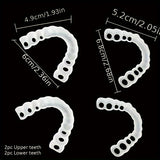 4pcs Comfortable & Flexible White Dentures with Easy-to-Wear Upper and Lower Alveolar Attachment -