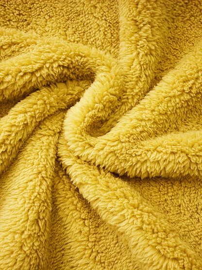 Plus Size Solid Color Fuzzy Coat, Casual Zipper Front Long Sleeve Warm Outerwear For Fall & Winter, Women's Plus Size Clothing