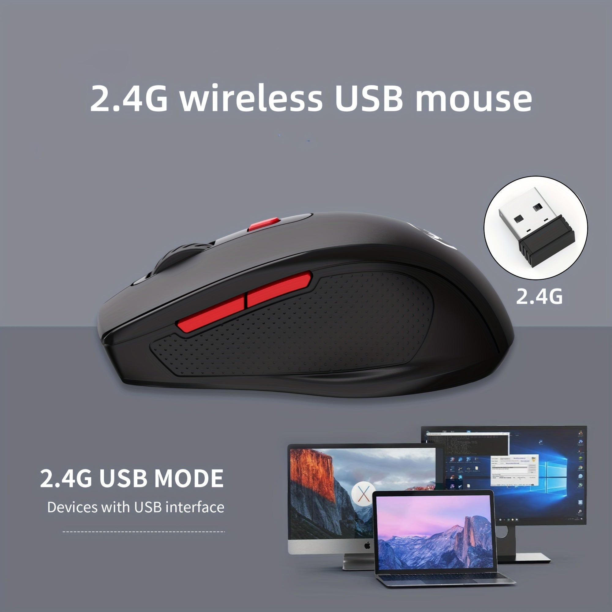 HXSJ - T67 Office Wireless Mouse, 2.4 G Wireless Connection For Birthday/friend Gift