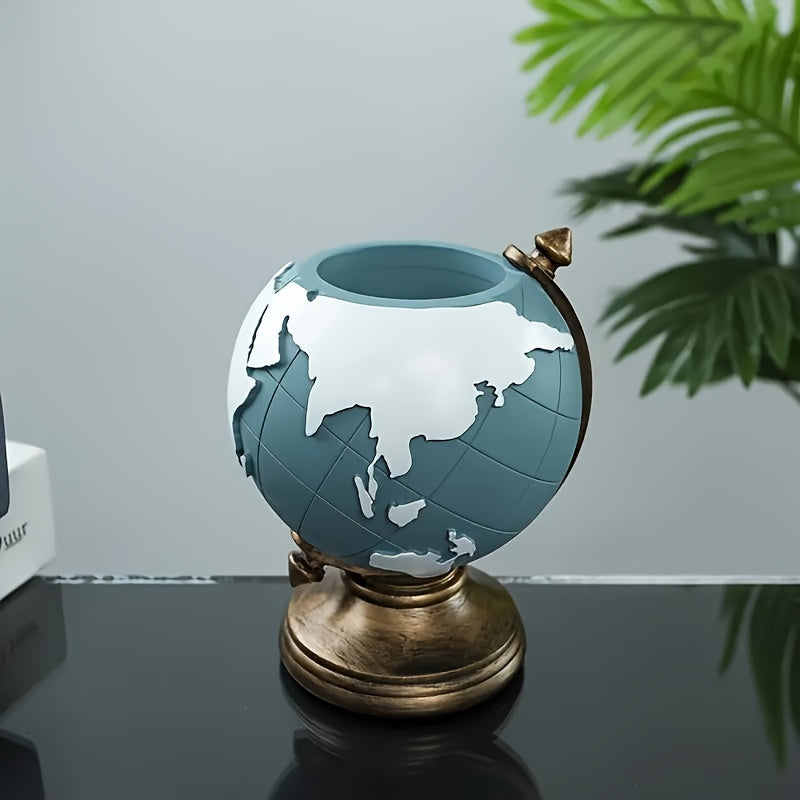 Organizador de escritorio innovador inspirado en la Tierra: portalápices de resina ABS giratorio de 360° para el hogar, la oficina y la escuela, resistente al óxido y al moho.